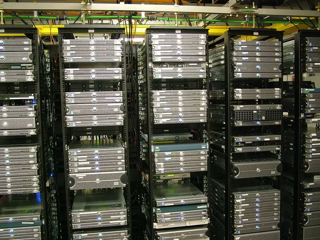 Racks of servers in a machine room