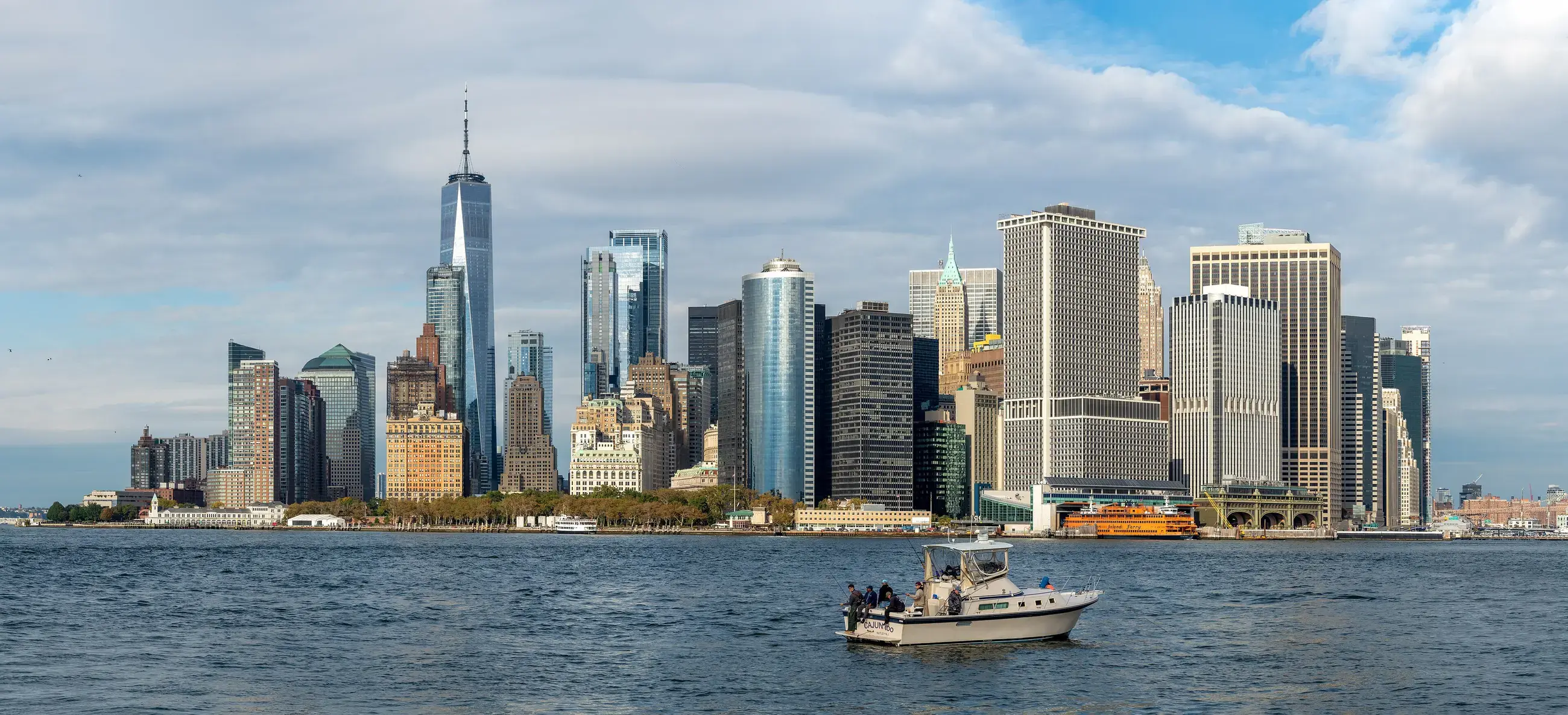 The Lower Manhattan skyline across the water