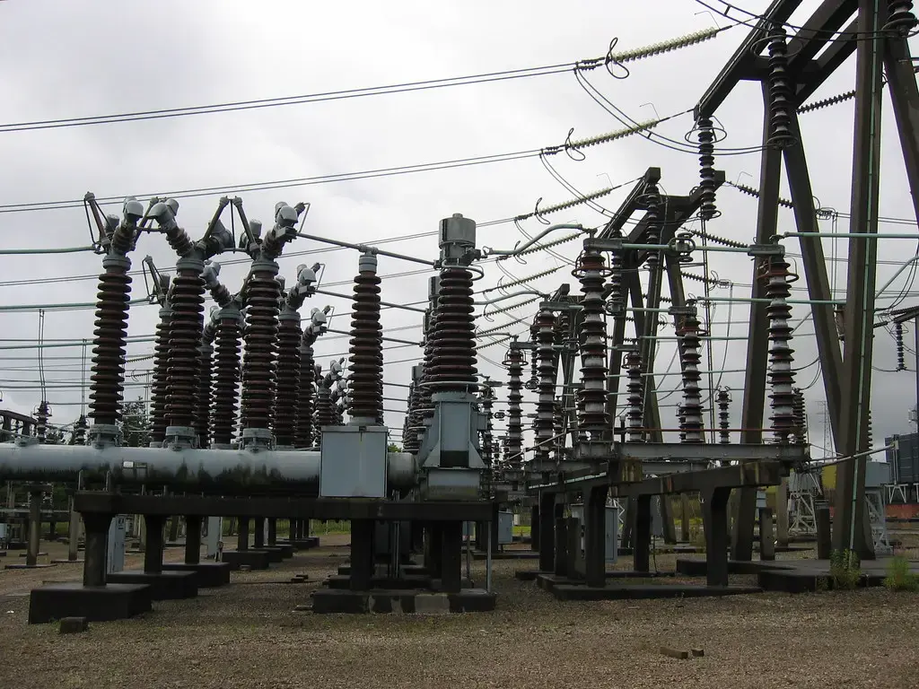 Switchgear and insulators in an electrical substation