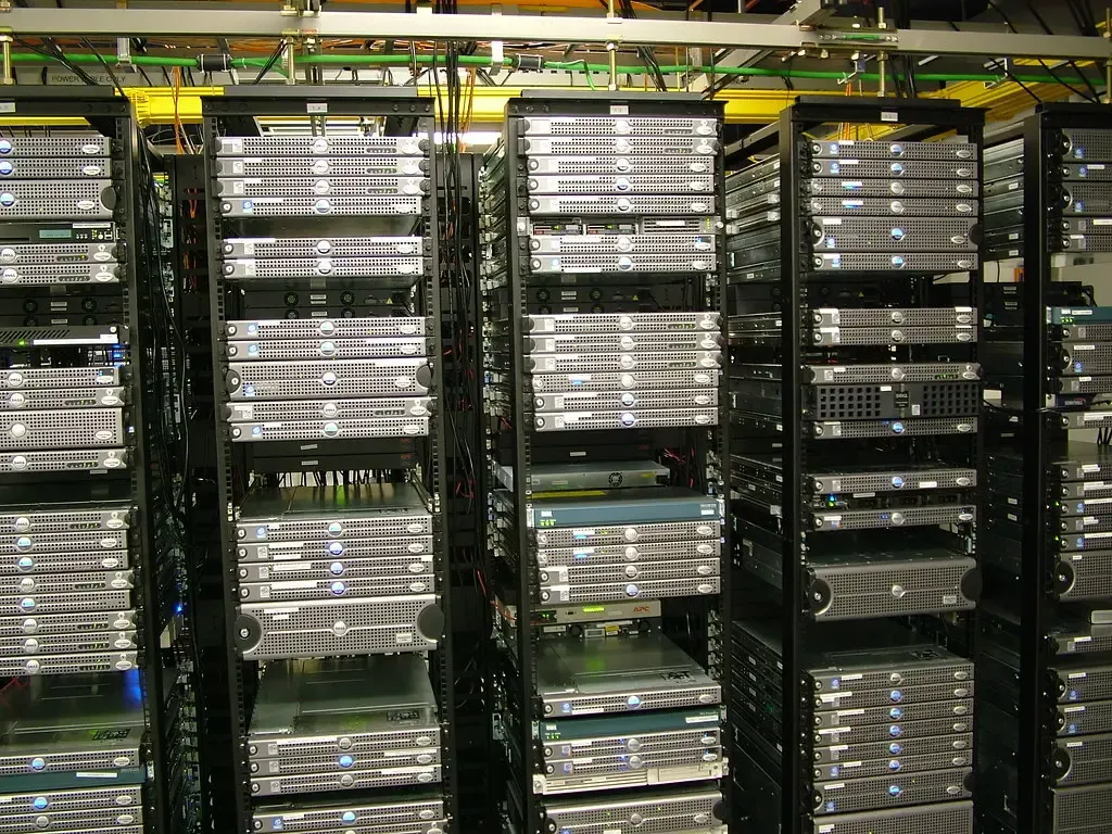 Racks of servers in a machine room