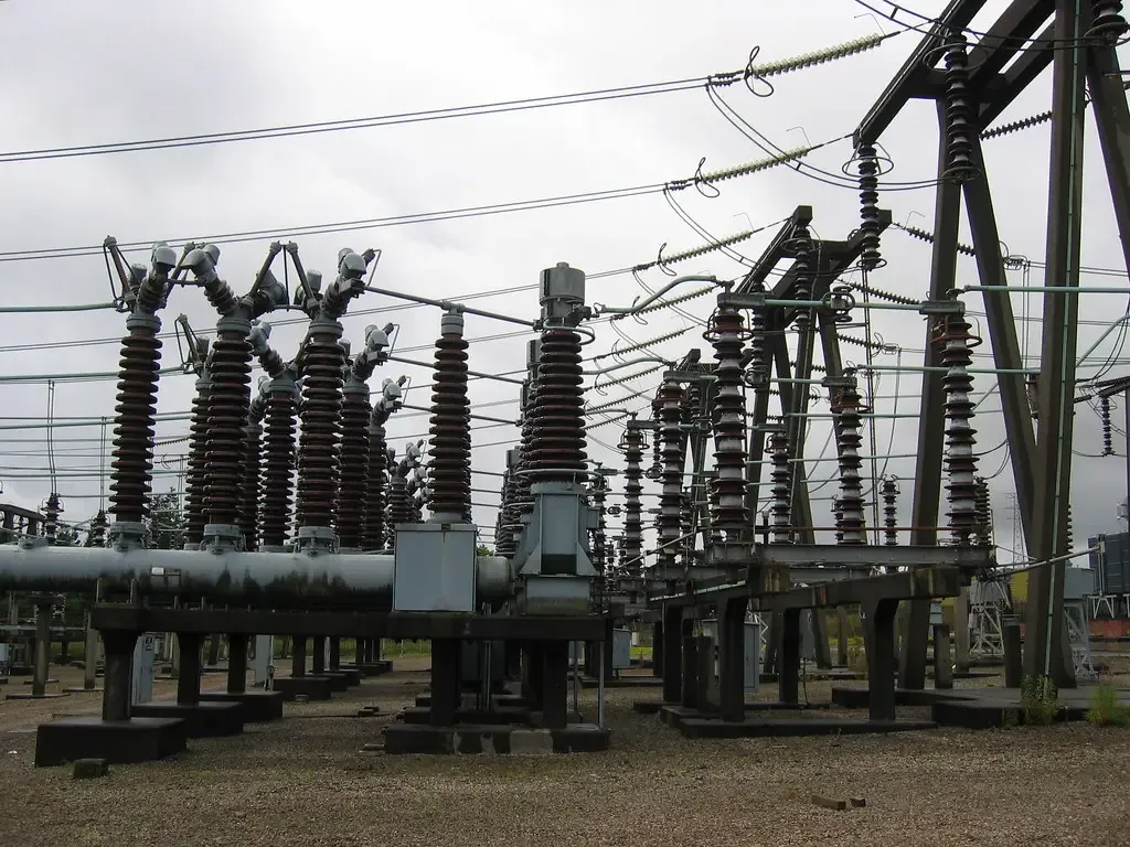 Switchgear and insulators in an electrical substation